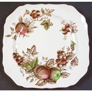 11 Johnson Bros HARVEST TIME Sq. Scalloped Salad Plates & Creamer-+ Sugar Dishes